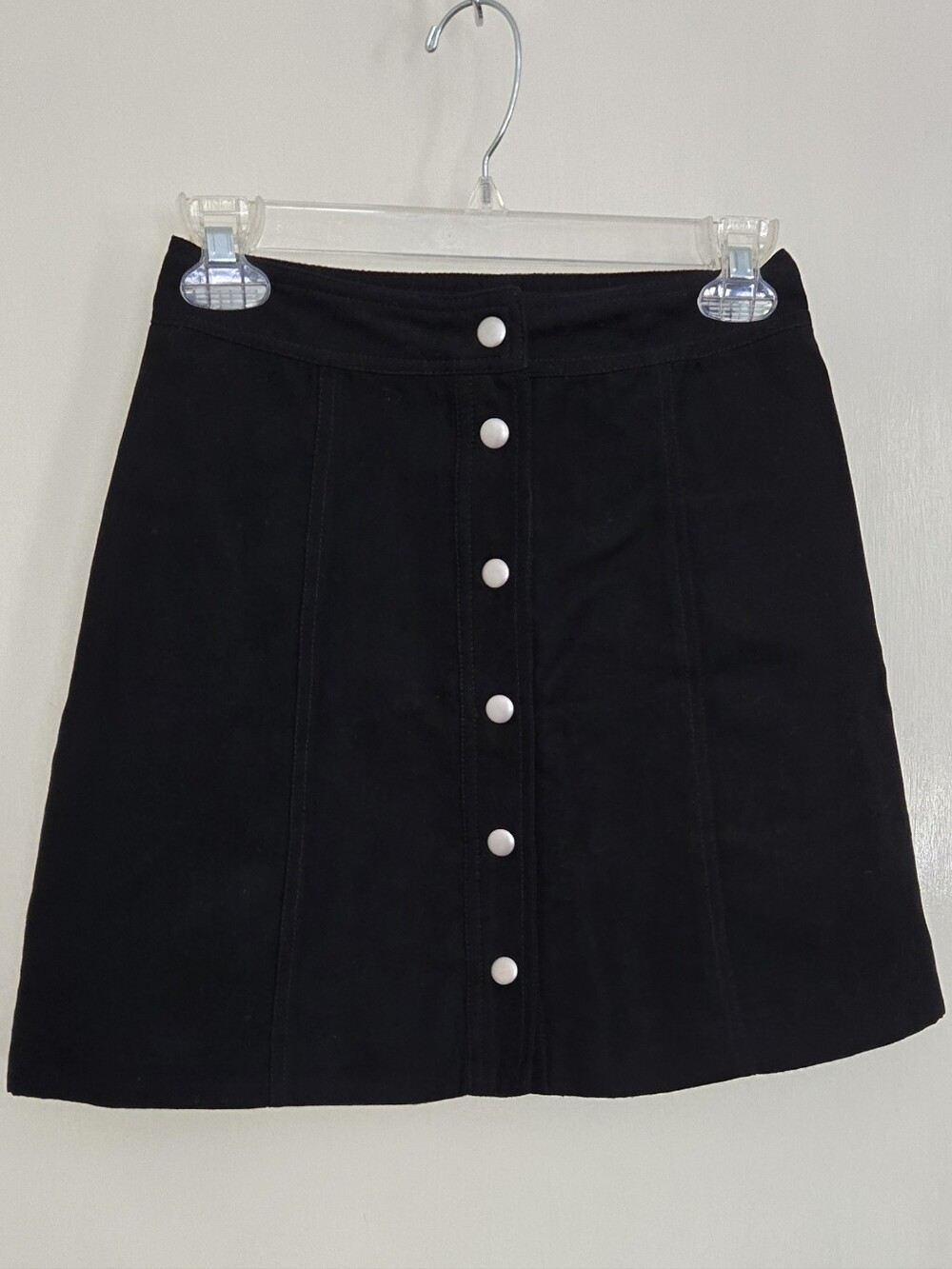 H&M Black A-Line Skirt with Front Snap Buttons